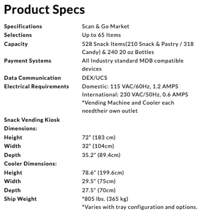 Fresh food vending machine, micro-market vending, USI Scan & Go Vending Machines, QM Distribution